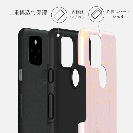 Peachy Gold - Pink Marble Google Pixel 5 ケース 6