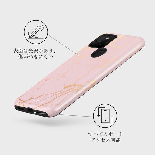 Peachy Gold - Pink Marble Google Pixel 5 ケース 7