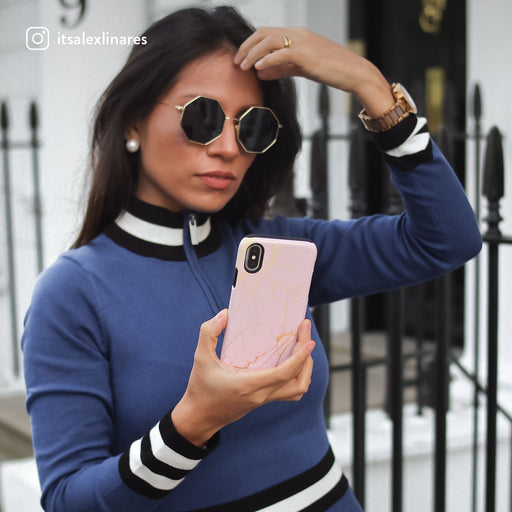 Peachy Gold - Pink Marble Google Pixel 5 ケース 9